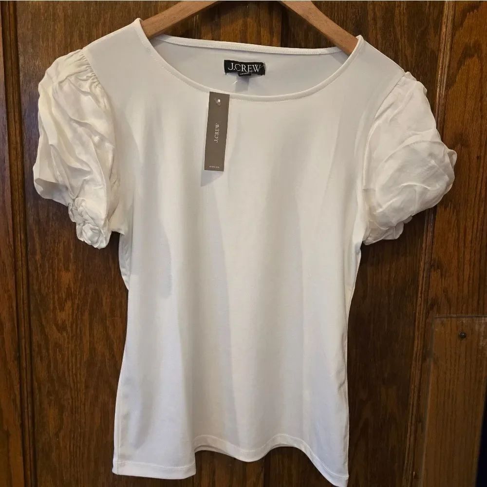 J. Crew Cream Ruffled Short Sleeve Blouse NWT Xsmall